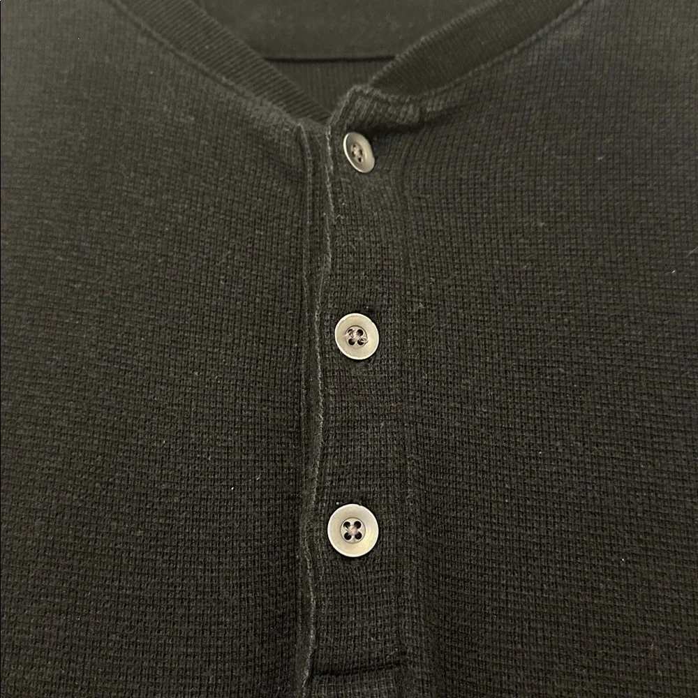 Banana Republic Black Long-Sleeve Henley Shirt - Size L
